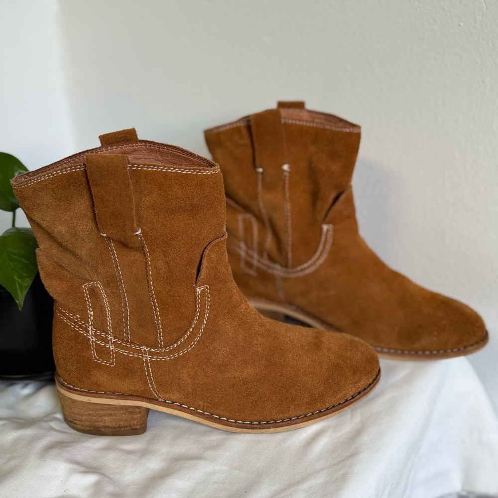 Jeffrey Campbell St. Elmo Brown Suede Ankle Western Slouch Booties 5.5